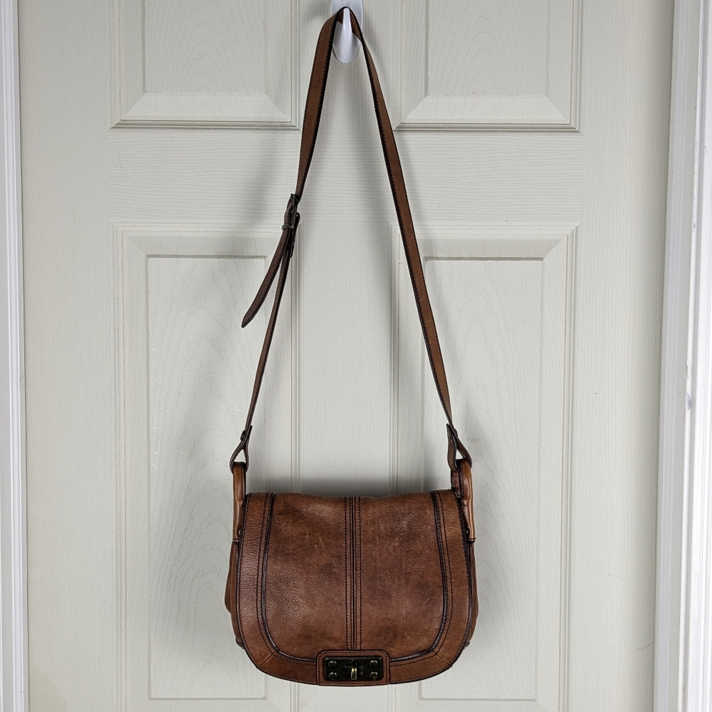 Fossil Leather Saddle Bag Crossbody Purse